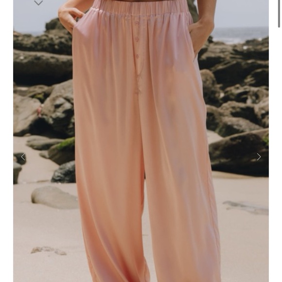 Daily Drills Pants - Daily Drills Pink Silk Wide-Leg Pants